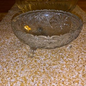 Antique crystal ashtray on a tri stand